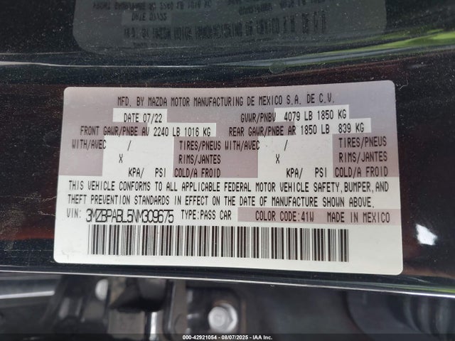 Mazda py 2022 3MZBPABL5NM309675 Image 9
