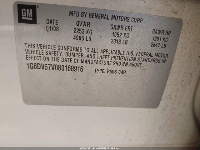 2008 CADILLAC CTS 1G6DV57V080168916 Photo 8