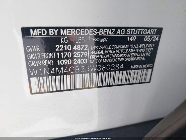 W1N4M4GB2RW380384 Mercedes-Benz m260
