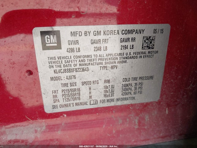 Buick luv 2015 KL4CJBSBXFB223643 Image 9