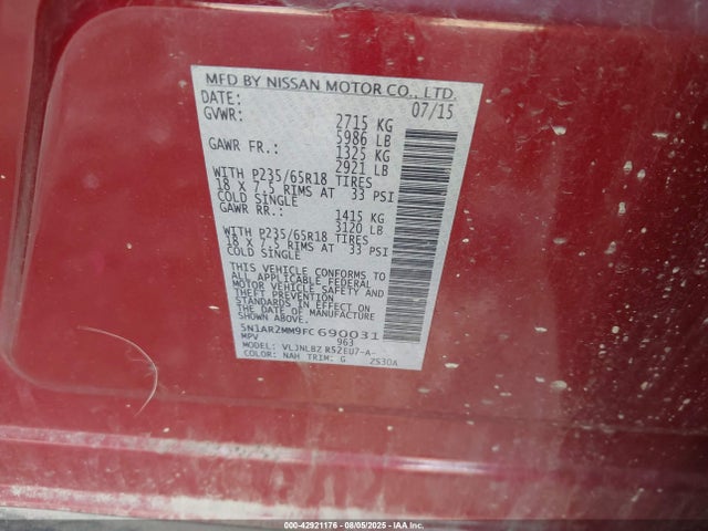 5N1AR2MM9FC690031 Nissan 2015