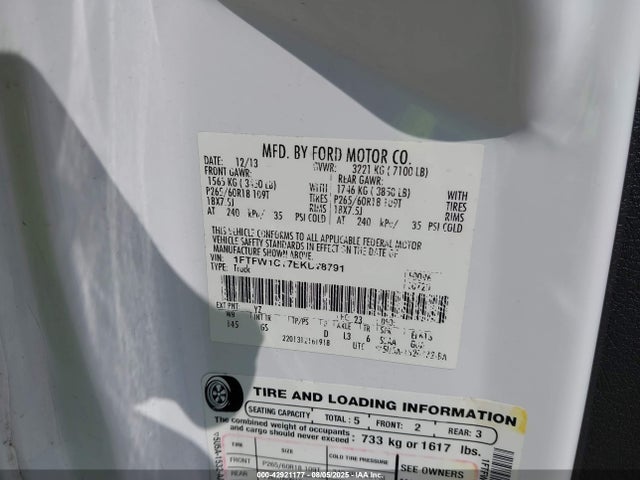 Ford F-150 2014 1FTFW1CT7EKD28791 Image 9