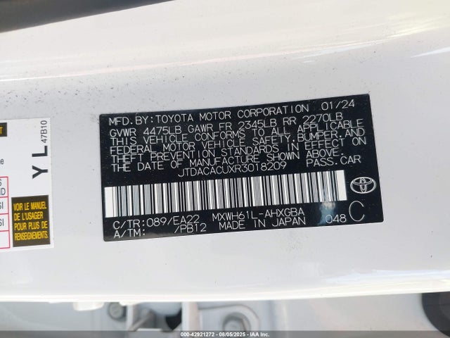 Toyota m20a-fxs 2024 JTDACACUXR3018209 Image 9