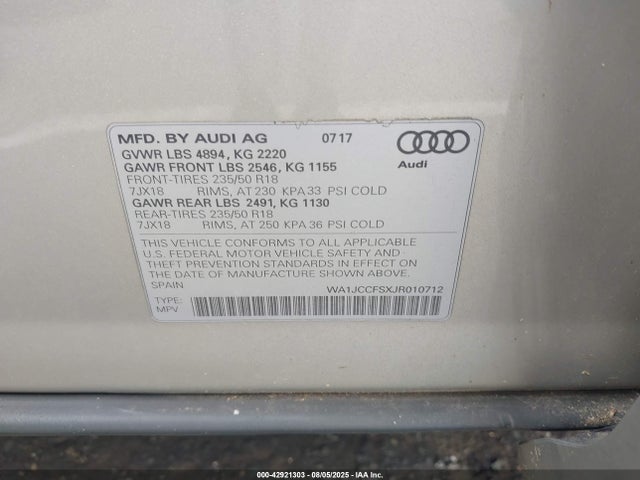 2018 AUDI Q3 WA1JCCFSXJR010712 Photo 8