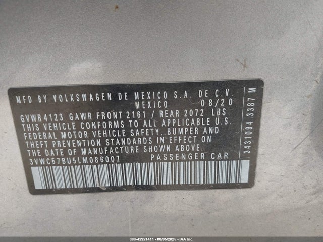 3VWC57BU5LM086007 Volkswagen 1.4 tsi
