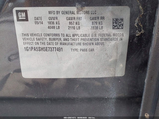 1G1PA5SH5E7377491 Chevrolet luw