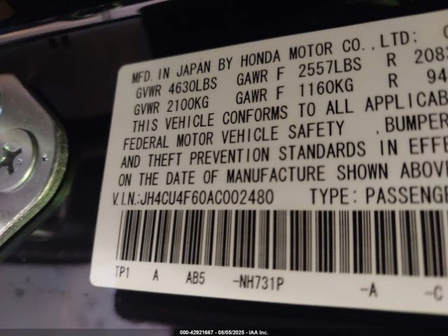 2010 ACURA TSX JH4CU4F60AC002480 Photo 8