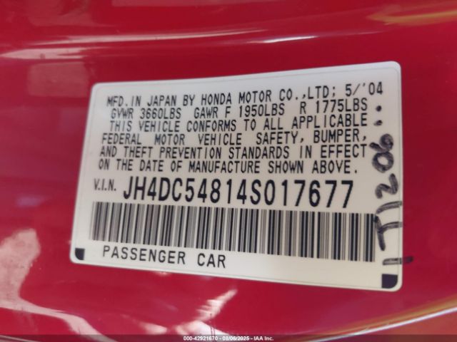 2004 ACURA RSX JH4DC54814S017677 Photo 8