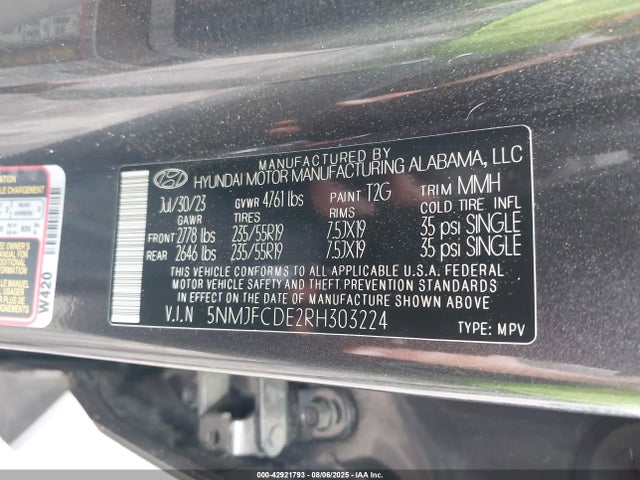 5NMJFCDE2RH303224 Hyundai gdi theta iii