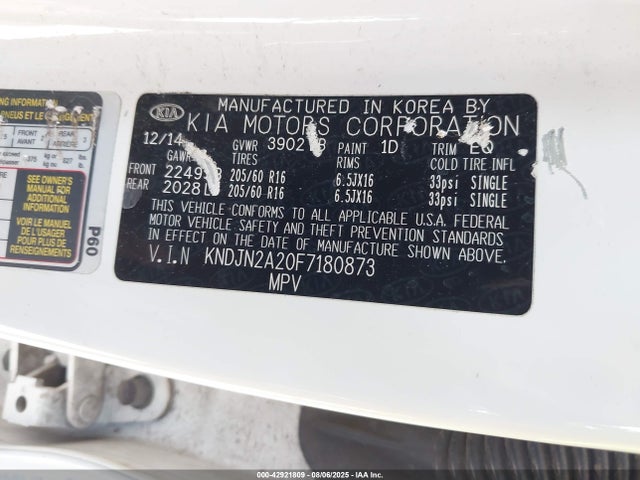 KIA dohc gdi gamma 2015 KNDJN2A20F7180873 Image 9