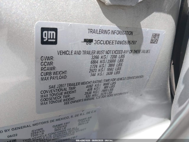 3GCUDEET4NG595797 Chevrolet lm2