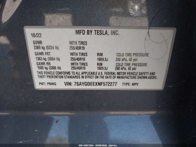 7SAYGDEEXNF572277 Tesla Model Y