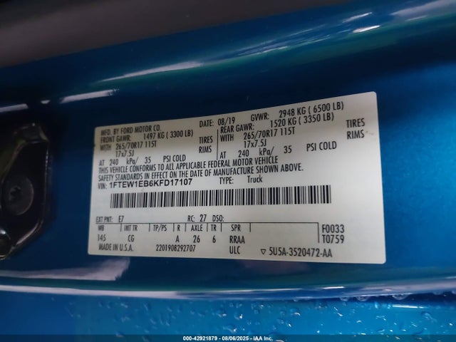 Ford 3.3l tivct 2019 1FTEW1EB6KFD17107 Image 9