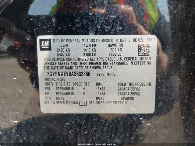 2010 CADILLAC SRX 3GYFNAEY8AS633866 Photo 8