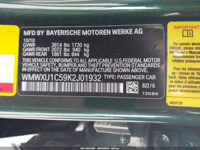 2019 MINI HARDTOP WMWXU1C59K2J01932 Photo 8