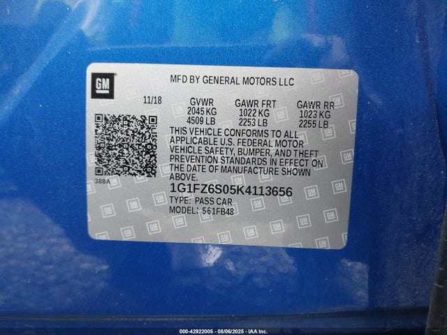 Chevrolet Bolt Ev Premier 2019 1G1FZ6S05K4113656 Image 9