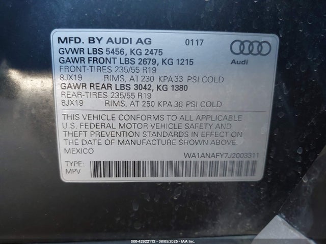 2018 AUDI Q5 WA1ANAFY7J2003311 Photo 8
