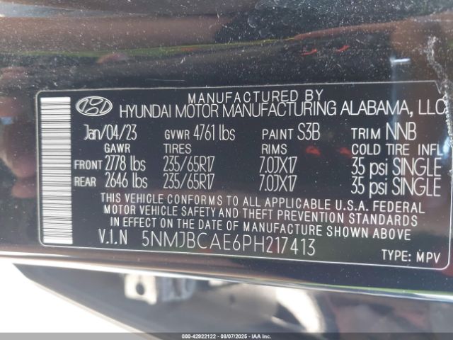 2023 HYUNDAI TUCSON 5NMJBCAE6PH217413 Photo 8