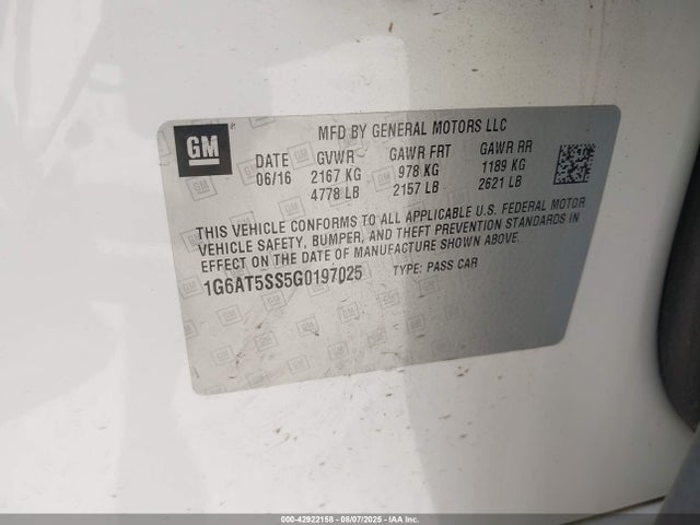 2016 CADILLAC CTS 1G6AT5SS5G0197025 Photo 8