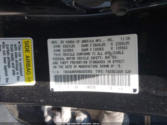 2009 ACURA TL 19UUA96599A000352 Photo 8