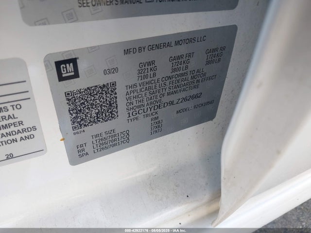 1GCUYDED9LZ262662 Chevrolet l84 - di, dfm, alum, gen 5, var 2