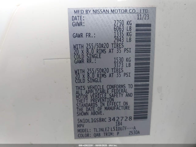 5N1DL1GS8RC342728 Infiniti QX60