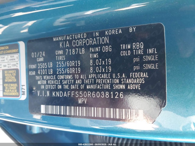 KIA ev9 2024 KNDAFFS50R6038126 Image 9