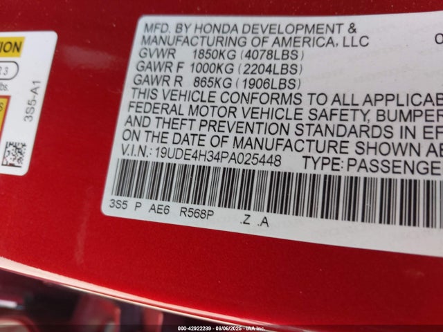 19UDE4H34PA025448 Acura l15ca