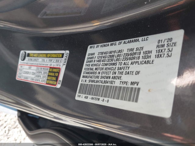 5FNRL6H74LB041921 Honda j35y7