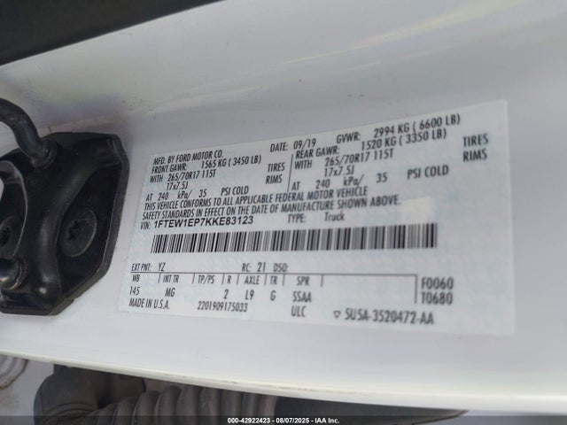 Ford 2.7l-4v 2019 1FTEW1EP7KKE83123 Image 9