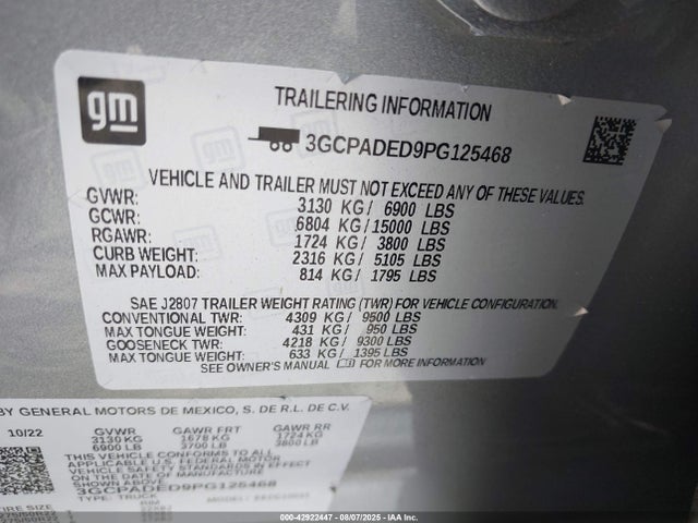 Chevrolet l84 2023 3GCPADED9PG125468 Image 9