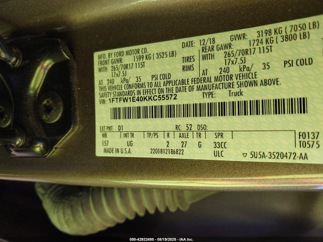 1FTFW1E40KKC55572 Ford gtdi