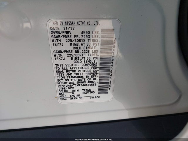 JN8AT2MT7JW459556 Nissan Rogue