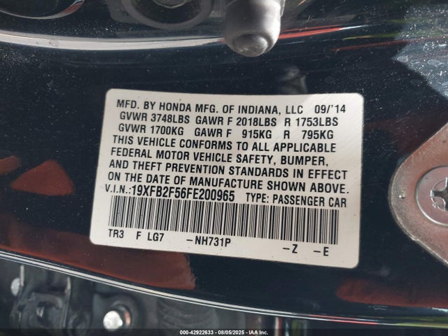 Honda r18z1 2015 19XFB2F56FE200965 Image 9