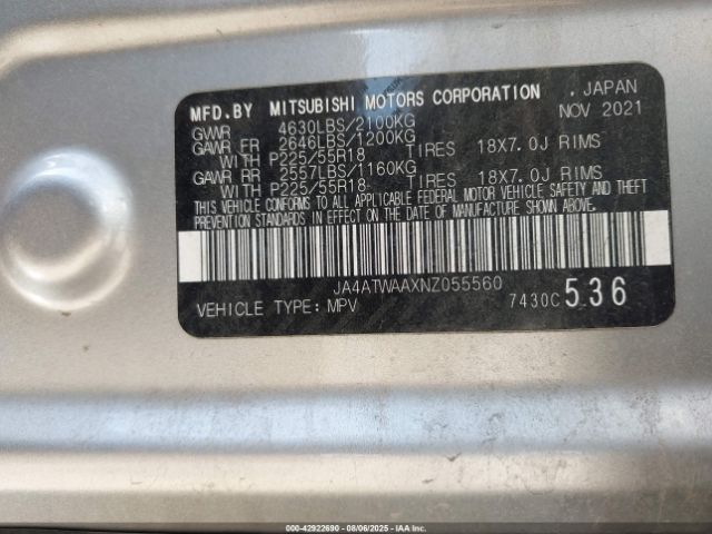 2022 MITSUBISHI ECLIPSE CROSS JA4ATWAAXNZ055560 Photo 8