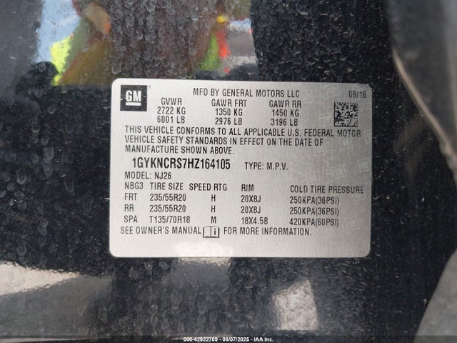 2017 CADILLAC XT5 1GYKNCRS7HZ164105 Photo 8