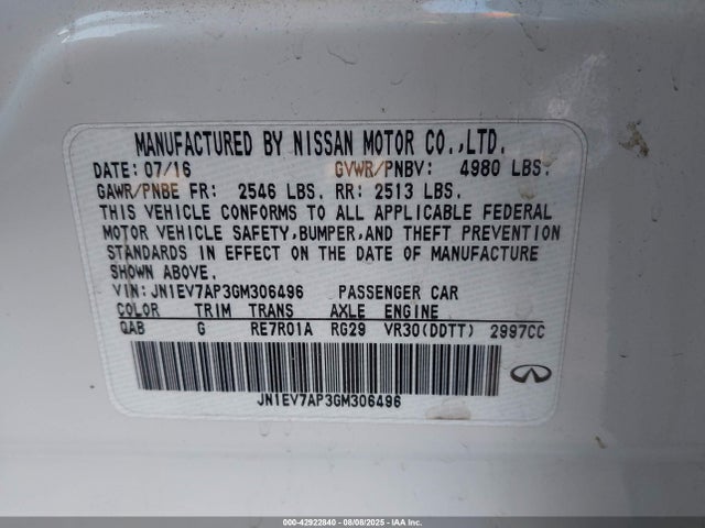 Infiniti 2016 2016 JN1EV7AP3GM306496 Image 9