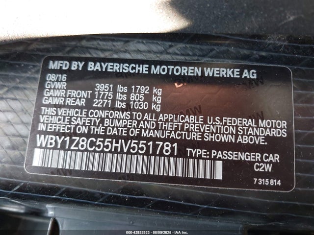 2017 BMW I3 WBY1Z8C55HV551781 Photo 8