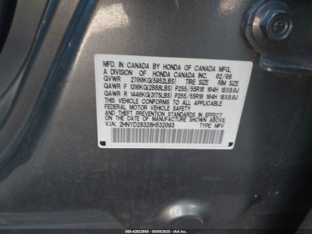 2008 ACURA MDX 2HNYD28328H532093 Photo 8