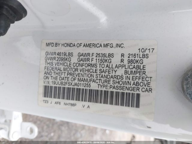 2018 ACURA TLX 19UUB2F5XJA011255 Photo 8