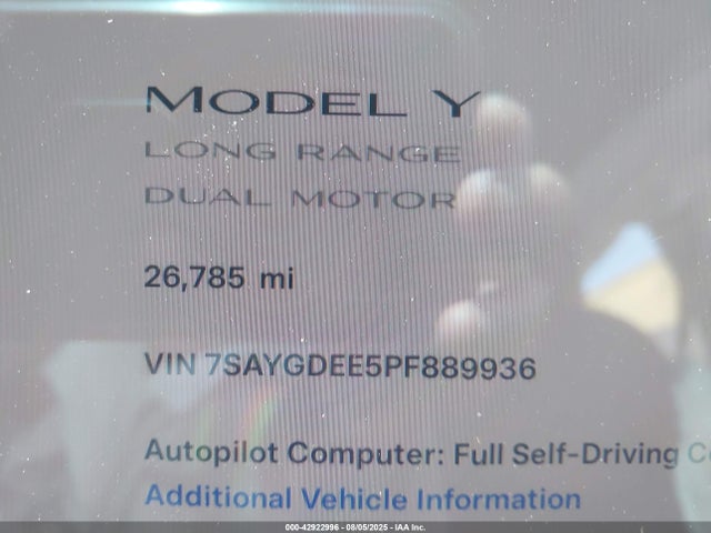 7SAYGDEE5PF889936 Tesla Model Y