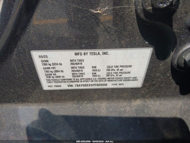 2023 TESLA MODEL Y 7SAYGDEE5PF889936 Photo 8