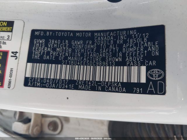 2013 TOYOTA COROLLA 2T1BU4EE5DC989613 Photo 8