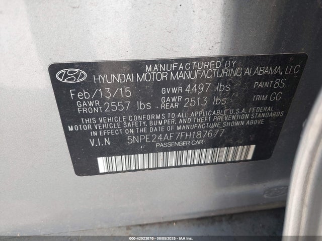 5NPE24AF7FH187677 Hyundai dohc gdi theta-ii