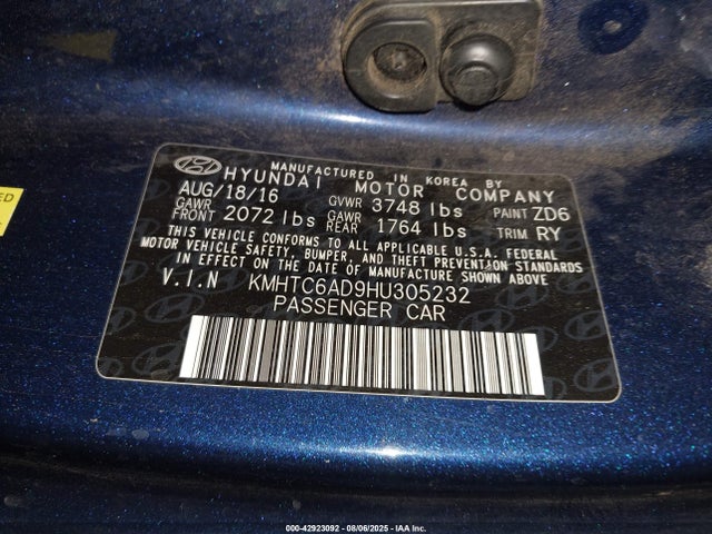Hyundai gdi gamma 2017 KMHTC6AD9HU305232 Image 9