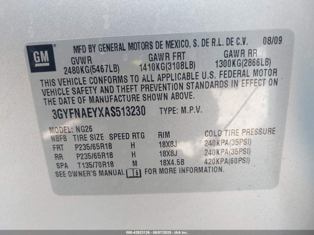 2010 CADILLAC SRX 3GYFNAEYXAS513230 Photo 8