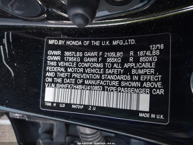 SHHFK7H48HU410853 Honda l15ba