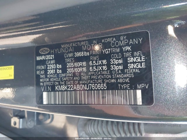 Hyundai mpi nu pe 2022 KM8K22AB0NU760665 Image 9