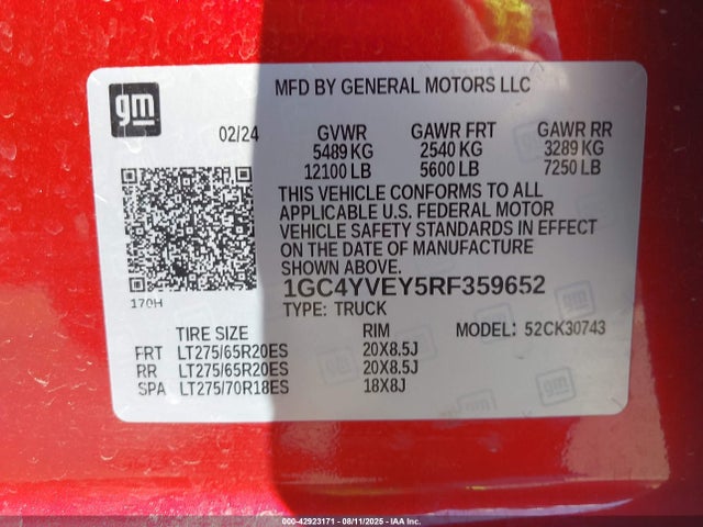 1GC4YVEY5RF359652 Chevrolet l5p