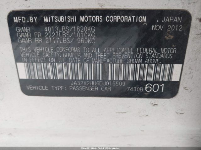 2013 MITSUBISHI LANCER SPORTBACK JA32X2HU6DU015509 Photo 8
